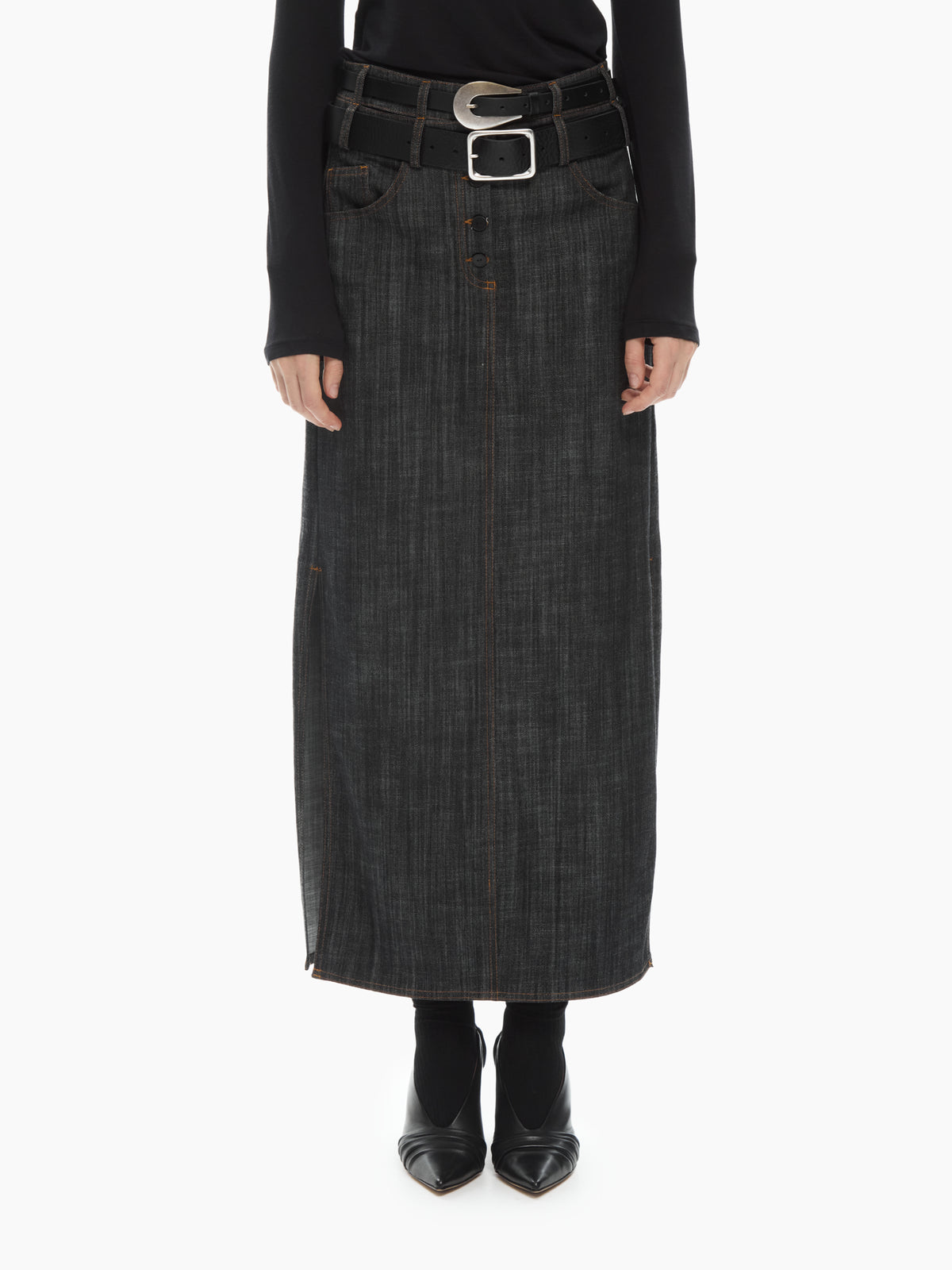 IXOS Gonna lunga in denim  NERO