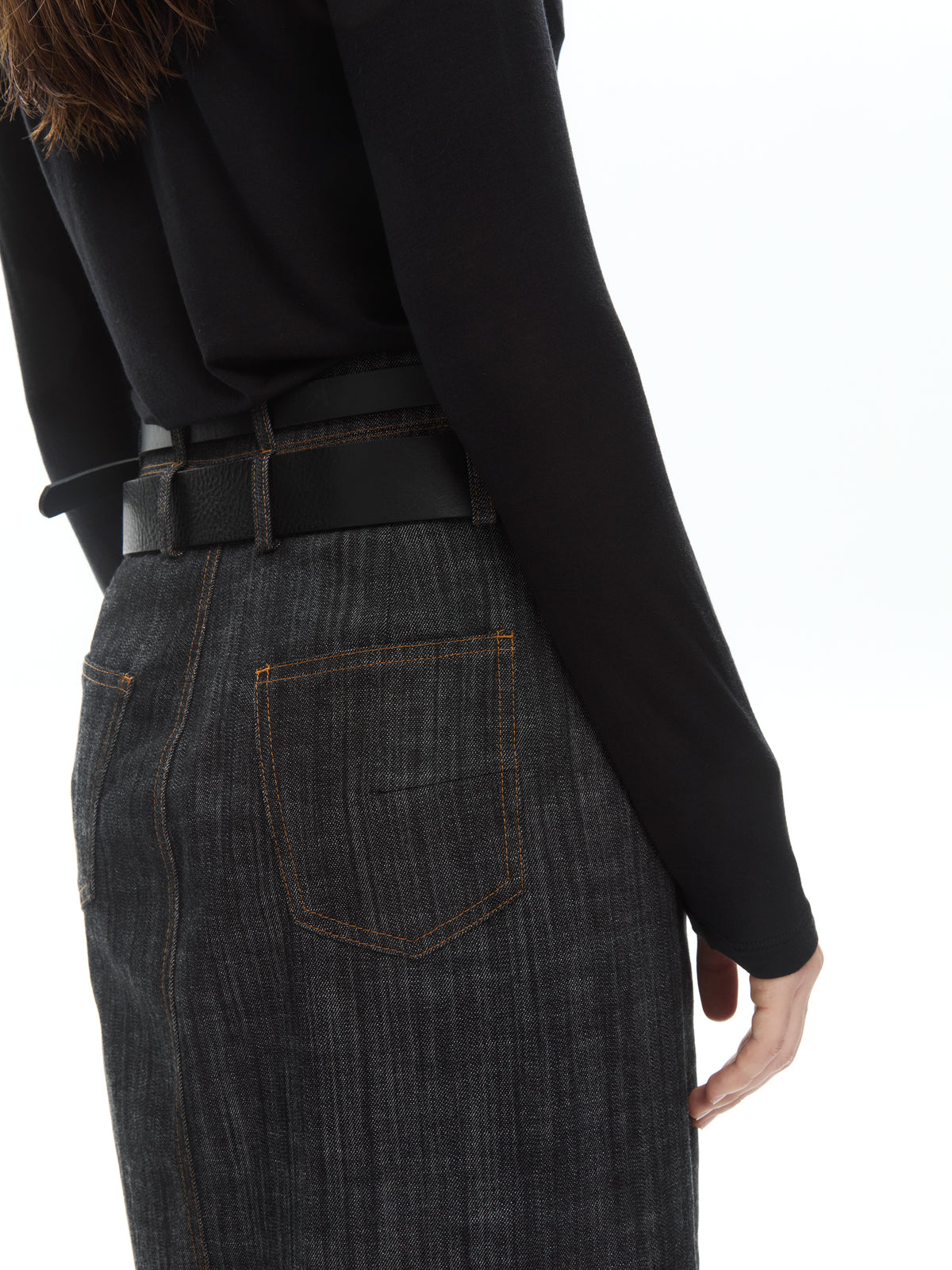 IXOS Gonna lunga in denim  NERO