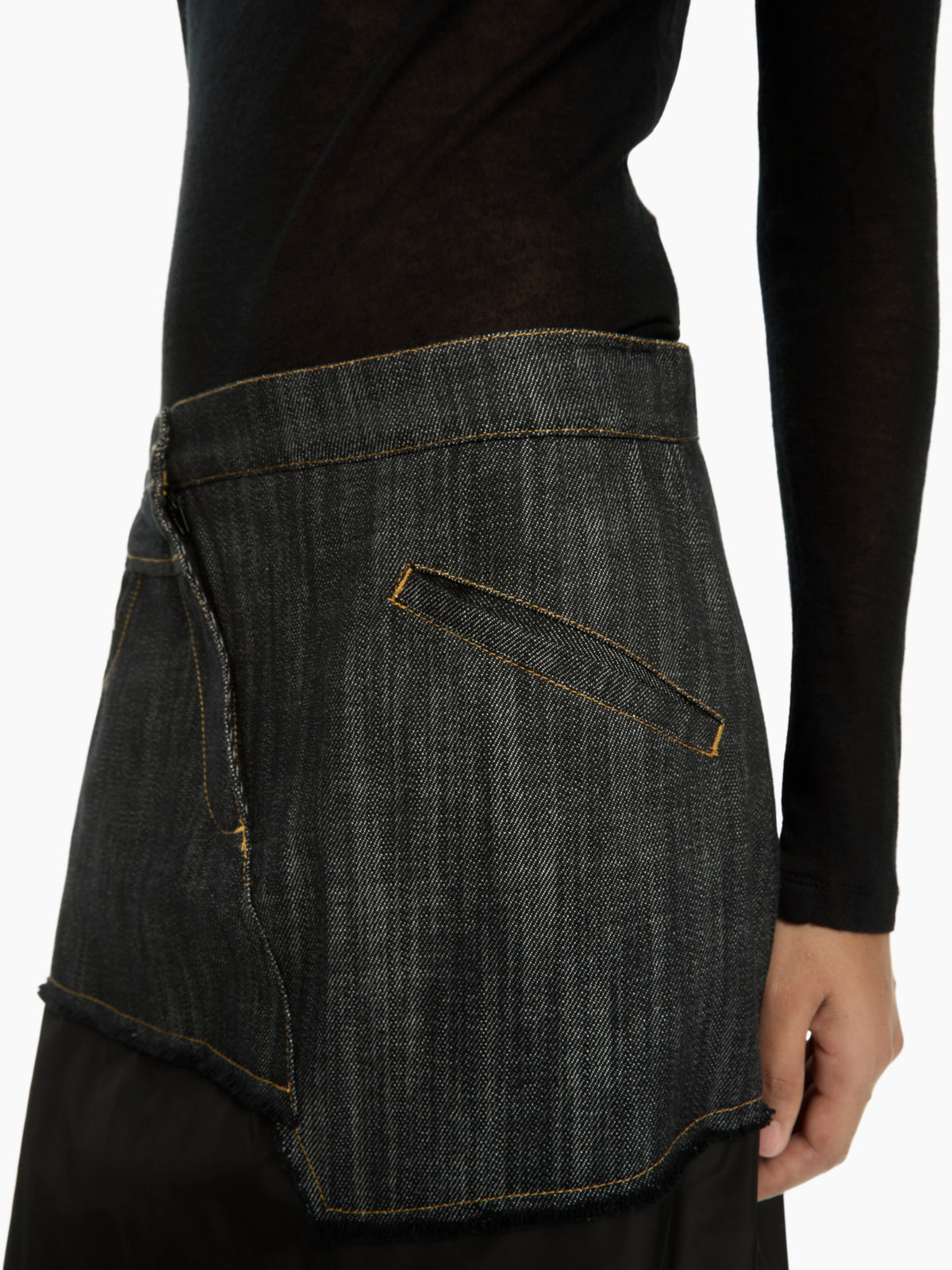 IXOS Gonna lunga con pannello effetto denim NERO